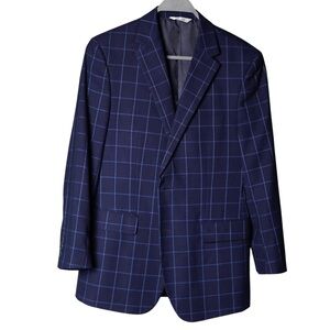 Lineage 38S Navy Suit with Light Blue Checkered
(Slim fit)
